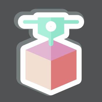 pegatina 3d impresión. relacionado a 3d visualización símbolo. sencillo diseño editable. sencillo ilustración vector