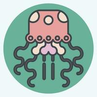 Icon Jellyfish. related to Alaska symbol. color mate style. simple design editable. simple illustration vector
