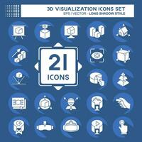 Icon Set 3D Visualization. related to 3D Visualization symbol. long shadow style. simple design editable. simple illustration vector