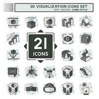 Icon Set 3D Visualization. related to 3D Visualization symbol. comic style. simple design editable. simple illustration vector