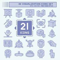 Icon Set 3D Visualization. related to 3D Visualization symbol. two tone style. simple design editable. simple illustration vector