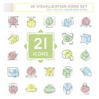 Icon Set 3D Visualization. related to 3D Visualization symbol. Color Spot Style. simple design editable. simple illustration vector