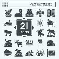 Icon Set Alaska. related to Education symbol. glyph style. simple design editable. simple illustration vector