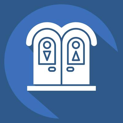 Icon Public Toilet. related to Amusement Park symbol. long shadow style. simple design editable. simple illustration