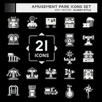 Icon Set Amusement Park. related to Circus symbol. glossy style. simple design editable. simple illustration vector