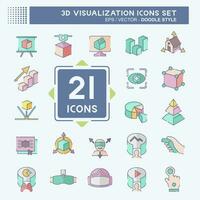 Icon Set 3D Visualization. related to 3D Visualization symbol. doodle style. simple design editable. simple illustration vector