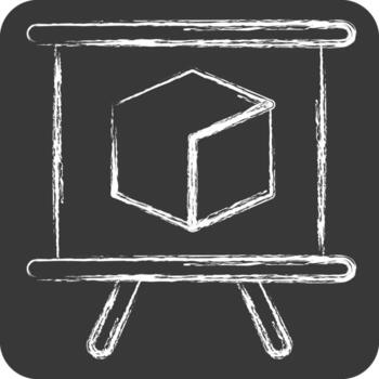 Icon 3D Presentation. related to 3D Visualization symbol. chalk Style. simple design editable. simple illustration vector