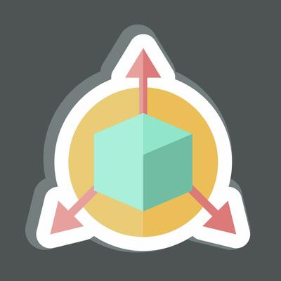 Sticker Three Dimensional Object. related to 3D Visualization symbol. simple design editable. simple illustration