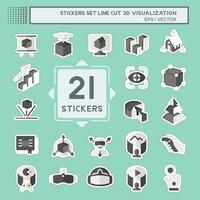 Sticker line cut Set 3D Visualization. related to 3D Visualization symbol. simple design editable. simple illustration vector