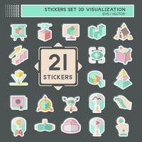 Sticker Set 3D Visualization. related to 3D Visualization symbol. simple design editable. simple illustration vector