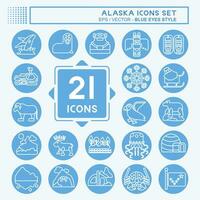 Icon Set Alaska. related to Education symbol. blue eyes style. simple design editable. simple illustration vector