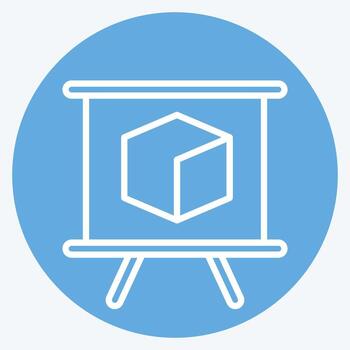 Icon 3D Presentation. related to 3D Visualization symbol. blue eyes style. simple design editable. simple illustration vector