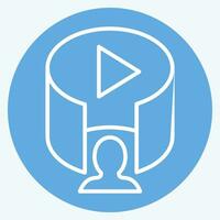 Icon VR Video. related to 3D Visualization symbol. blue eyes style. simple design editable. simple illustration vector