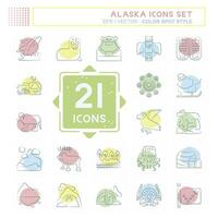 Icon Set Alaska. related to Education symbol. Color Spot Style. simple design editable. simple illustration vector
