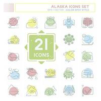 Icon Set Alaska. related to Education symbol. Color Spot Style. simple design editable. simple illustration vector