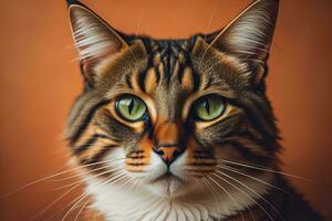 Portrait of a beautiful Maine Coon cat on a dark background. ai generative photo
