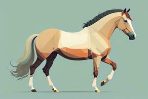 Brown and white horse standing. Vector illustration. ai generative photo