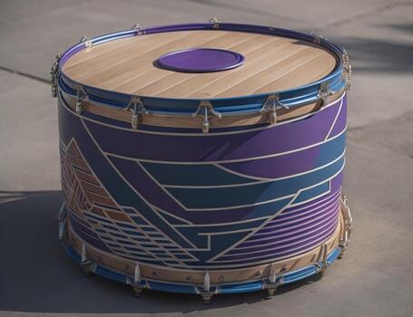 Colorful drum on a solid color background. ai generative photo