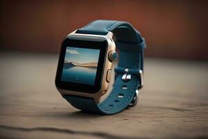 Smart watch a solid color background. ai generative photo