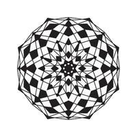 Vector geometric mandala coloring shape isolated on white. Beautiful relax black and white ornament. Meditative drawing. Coloring book page.