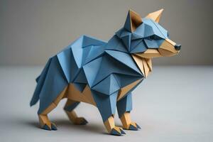 Paper origami animal isolated on solid color background. ai generative photo