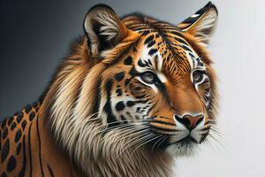 Portrait of a tiger on a solid color background. Close-up. ai generative photo