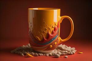 Cup of coffee. Beautiful and stylish coffee cup on a solid colored background. ai generative photo