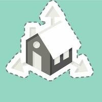 Sticker line cut Architectural Design. related to 3D Visualization symbol. simple design editable. simple illustration vector