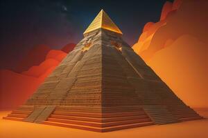 Creative and colorful pyramid on a solid color background. ai generative photo