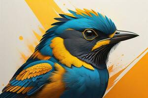 Colorful bird in grunge style. Vector illustration. ai generative photo