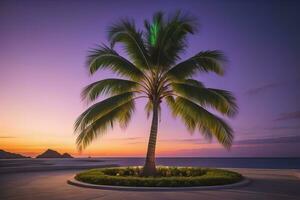 Palm tree on the beach. Summer vacation concept. ai generative photo