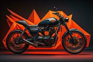 Modern powerful sports motorcycle on a colorful background. ai generative photo