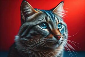 Portrait of a beautiful Maine Coon cat on a dark background. ai generative photo