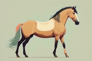 Brown and white horse standing. Vector illustration. ai generative photo