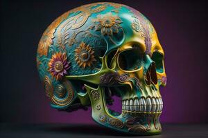 Day of the Dead sugar skull. Mexican sugar skull. ai generative photo