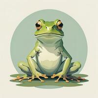 Frog on a green background. Vector illustration of a frog. ai generative photo