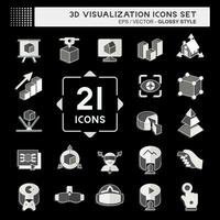 Icon Set 3D Visualization. related to 3D Visualization symbol. glossy style. simple design editable. simple illustration vector