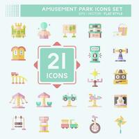 Icon Set Amusement Park. related to Circus symbol. flat style. simple design editable. simple illustration vector