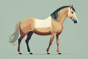 Brown and white horse standing. Vector illustration. ai generative photo