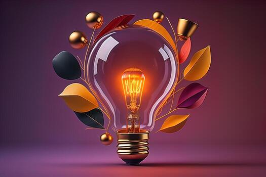 Glowing glass light bulb on dark background. ai generative photo