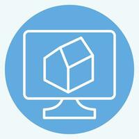 Icon 3D Rendering. related to 3D Visualization symbol. blue eyes style. simple design editable. simple illustration vector