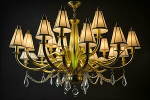 Luxury chandelier isolated on dark background. ai generative photo