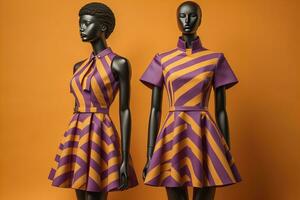 Women's dress on a mannequin in a fashion store. ai generative photo