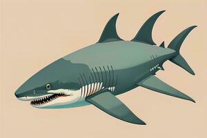 Shark with open mouth. Vector illustration of a shark with open mouth. ai generative photo