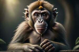 Portrait of a macaque monkey. ai generative photo