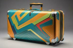 a travel suitcase isolated on a solid color background. ai generative photo