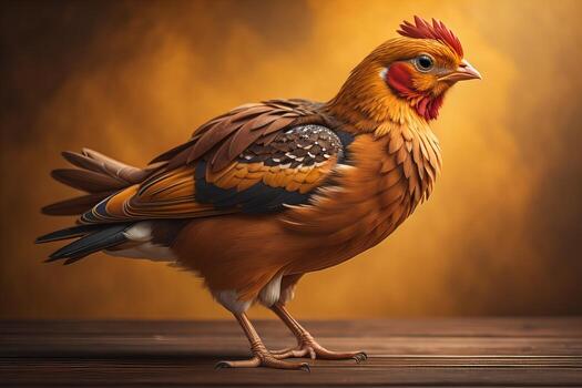 Colorful chicken on a solid color background, studio photo. ai generative photo