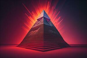 Creative and colorful pyramid on a solid color background. ai generative photo