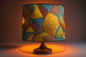 decorative table lamp on solid color background. ai generative photo