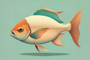 Illustration of a fish on a blue background, vector illustration. ai generative photo